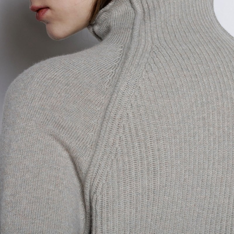 BELIARST Sweater Women Thickened Pullover Loose 100% Pure Wool